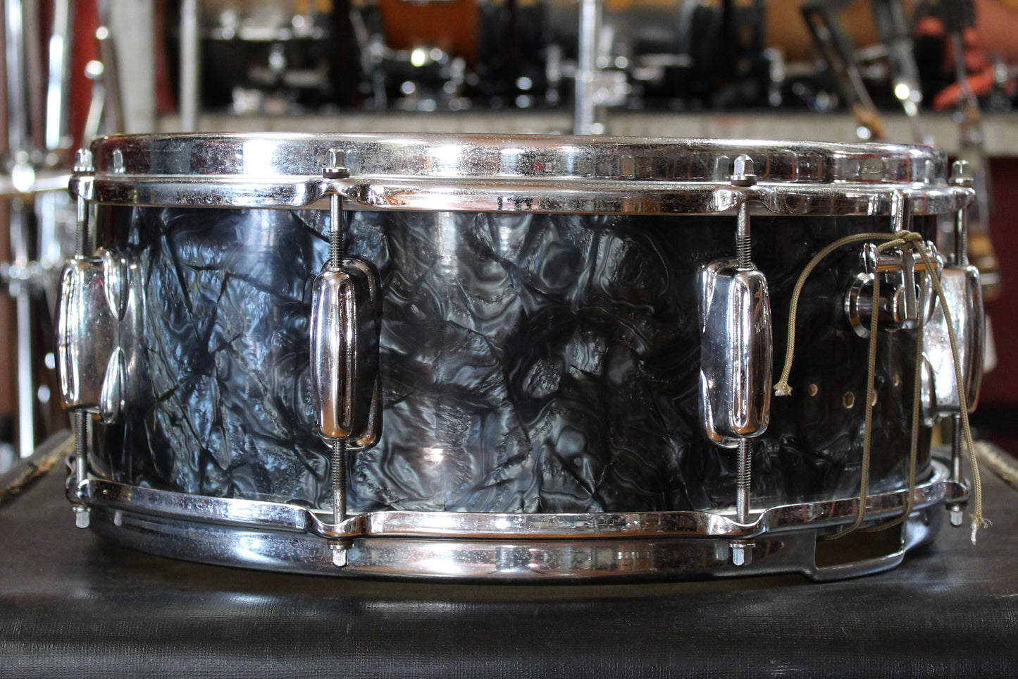 1960's Slingerland 5x14 Solid Maple Snare Drum in Black Diamond Pearl