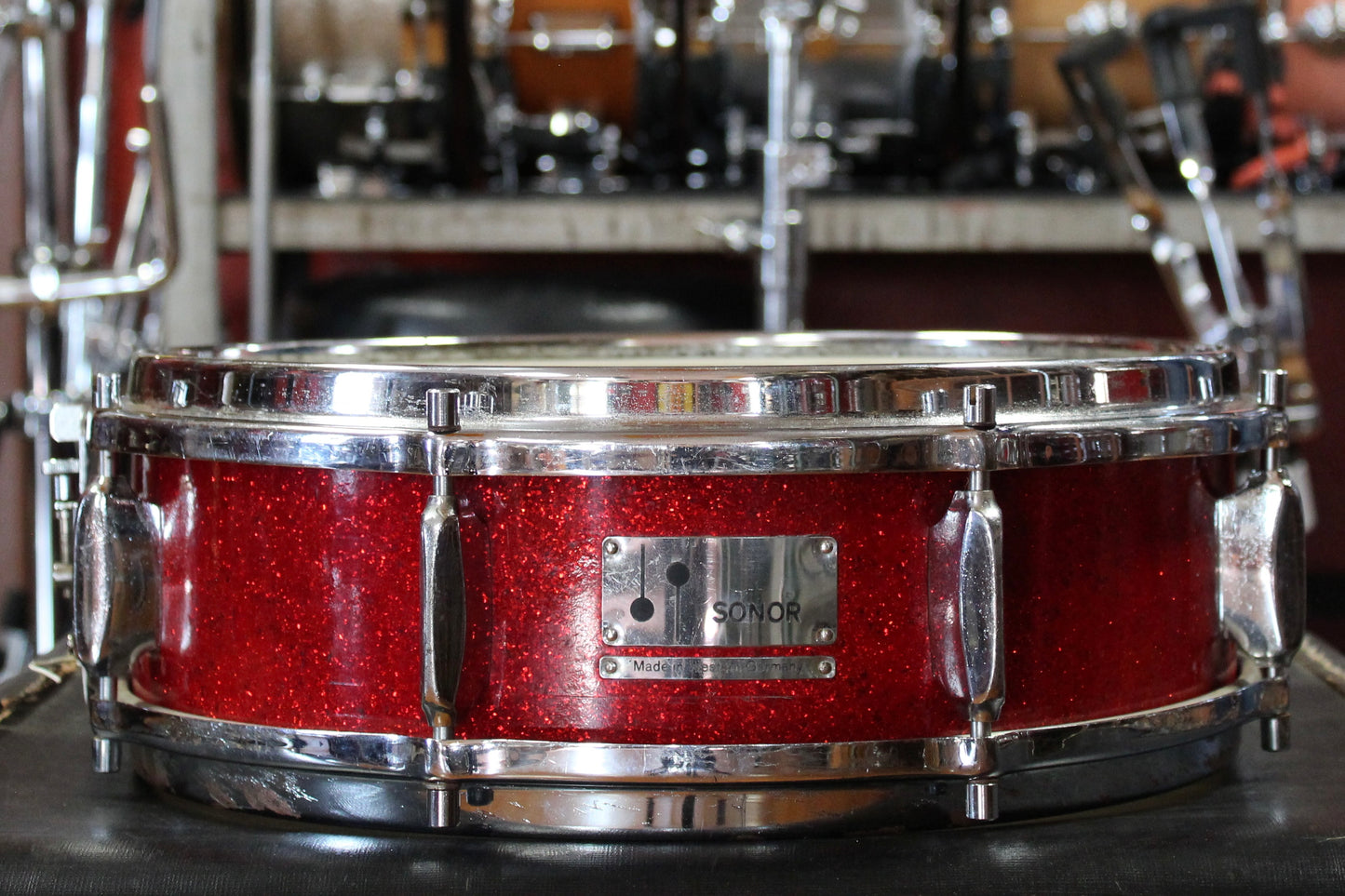 1960s Sonor 5x14 Snare Drum in Red Sparkle