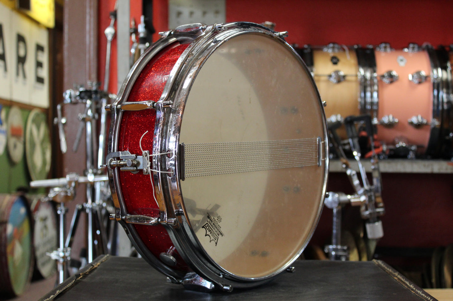 1960s Sonor 5x14 Snare Drum in Red Sparkle