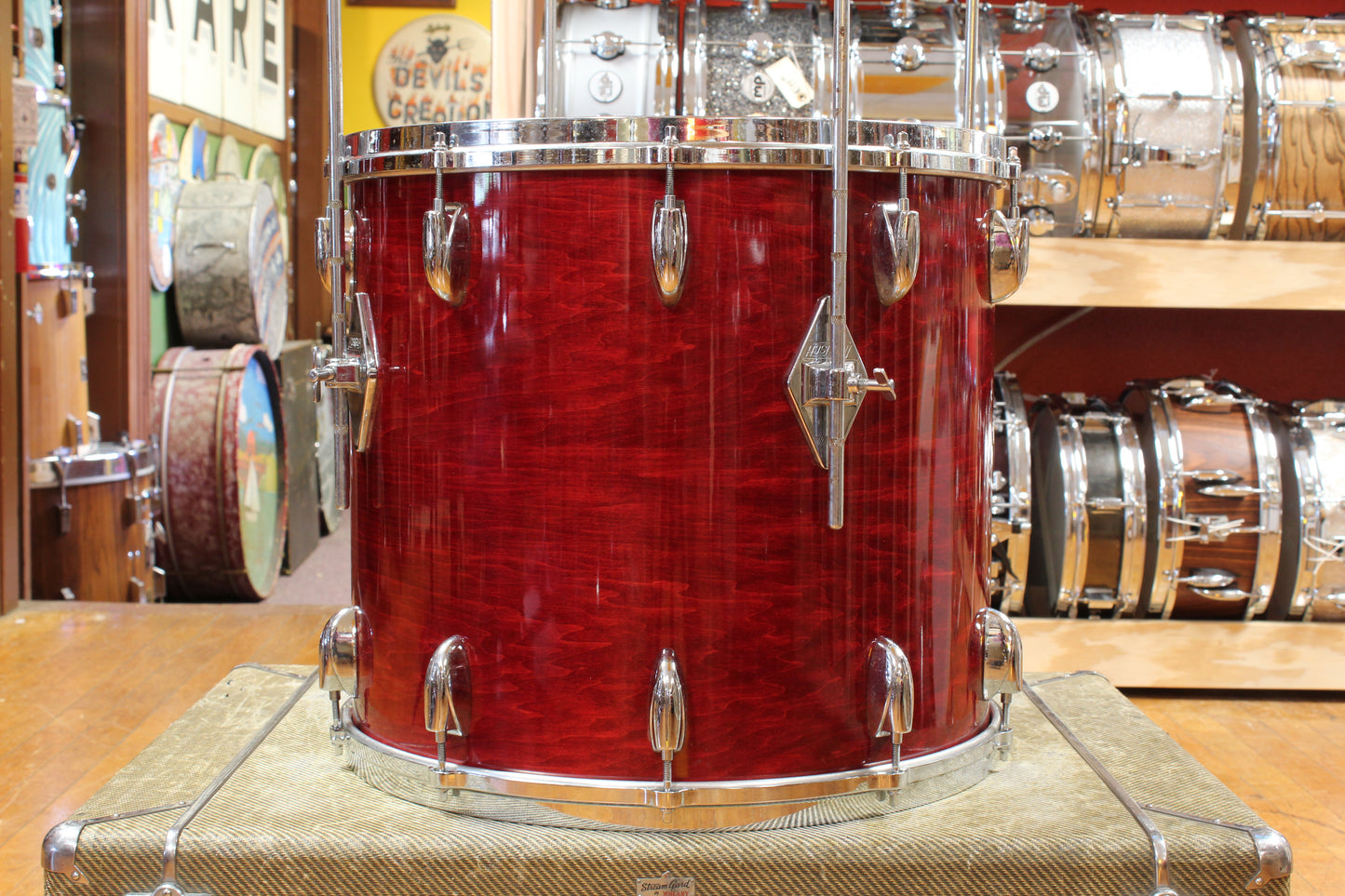 1970s Gretsch Stop Sign Badge Outfit in Red Rosewood 14x24 10x14 16x18