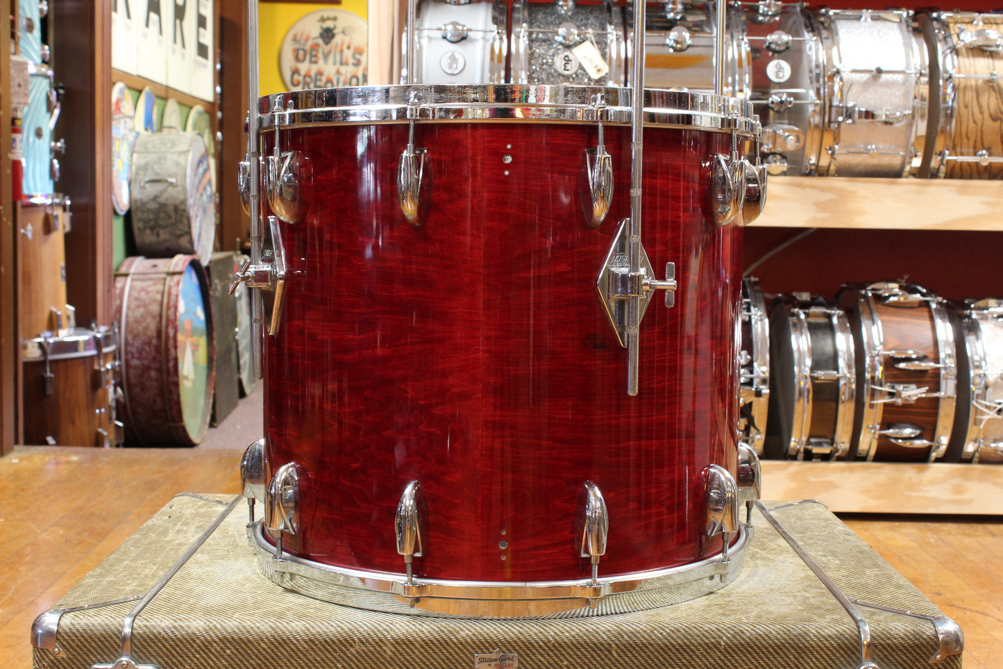 1970s Gretsch Stop Sign Badge Outfit in Red Rosewood 14x24 10x14 16x18
