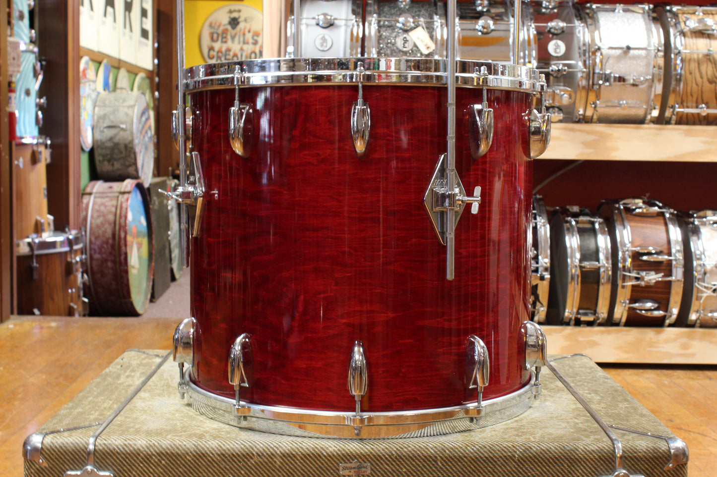 1970s Gretsch Stop Sign Badge Outfit in Red Rosewood 14x24 10x14 16x18