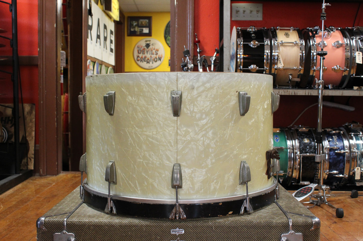 1950s WFL 14x24 Bass Drum in White Marine Pearl