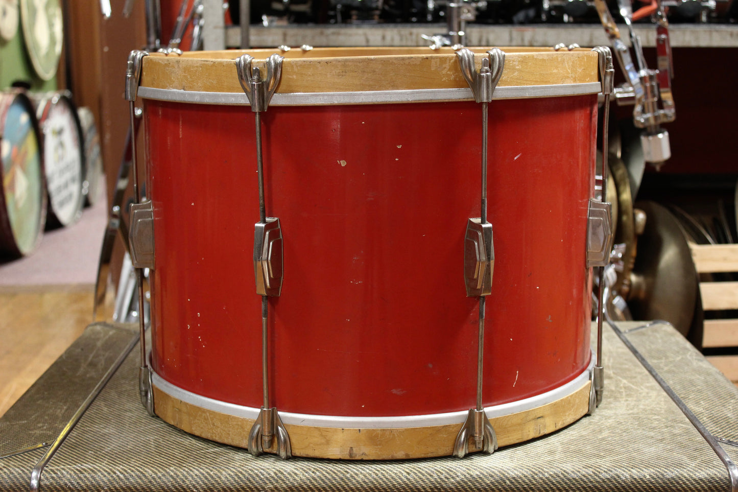 1940s Ludwig and Ludwig 12x18 Bass Drum in Red Lacquer