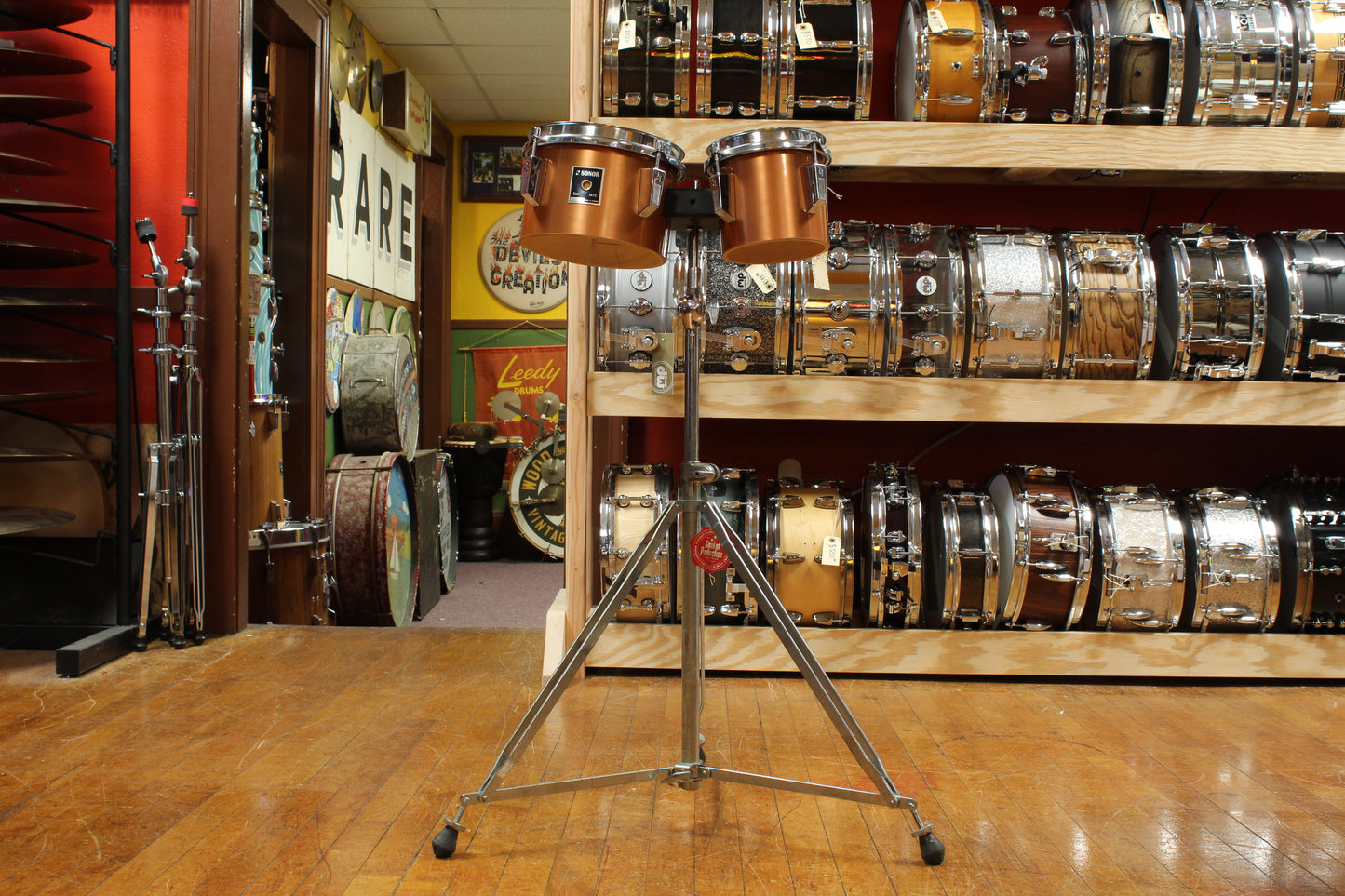 1970s Sonor Phonic 6" and 8" Concert Tom Toms in Metallic Copper