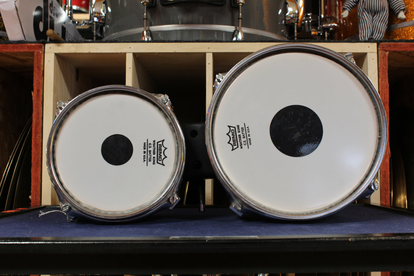 1970s Sonor Phonic 6" and 8" Concert Tom Toms in Metallic Copper