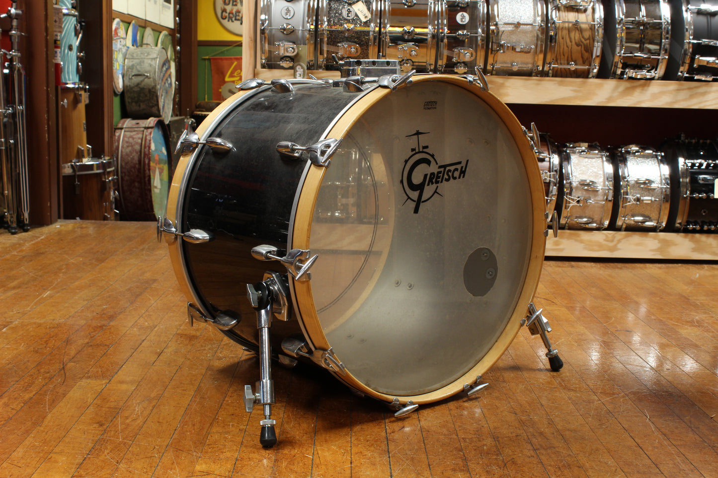 1990s Gretsch Square Badge Outfit in Black Nitron 16x22 8x12 9x13 16x16