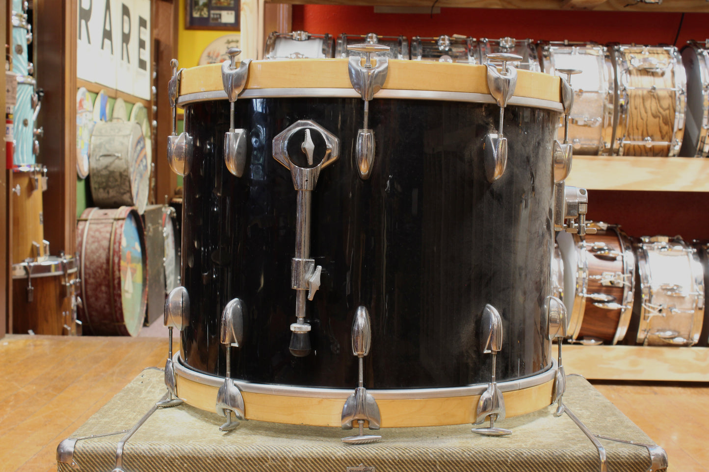 1990s Gretsch Square Badge Outfit in Black Nitron 16x22 8x12 9x13 16x16