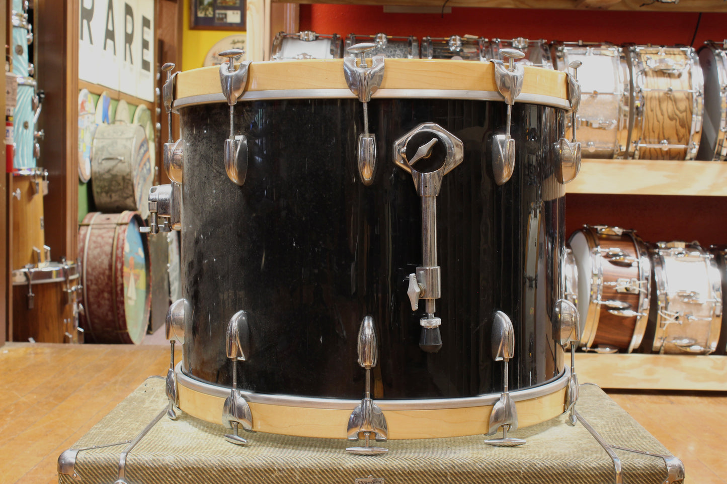1990s Gretsch Square Badge Outfit in Black Nitron 16x22 8x12 9x13 16x16