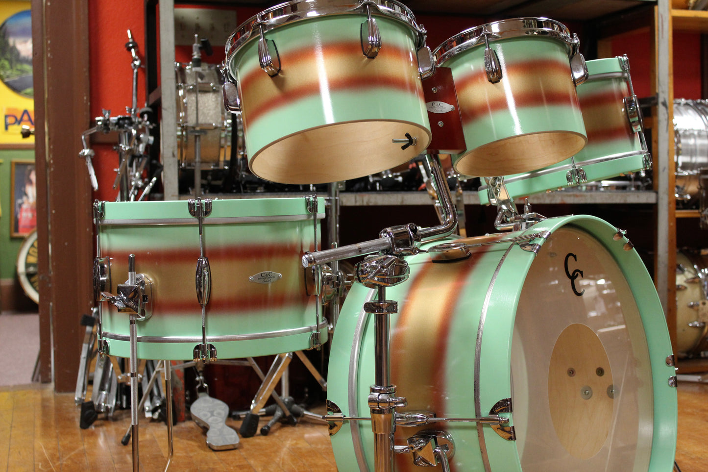 2024 C&C Drum Company Super Flyer 2 Outfit in Tri-Color Duco 10x20 7x12 8x14 6.5x8 6.5x10