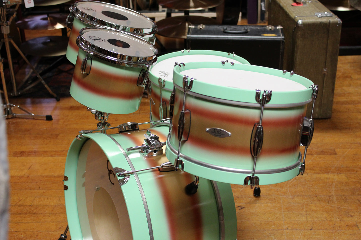 2024 C&C Drum Company Super Flyer 2 Outfit in Tri-Color Duco 10x20 7x12 8x14 6.5x8 6.5x10