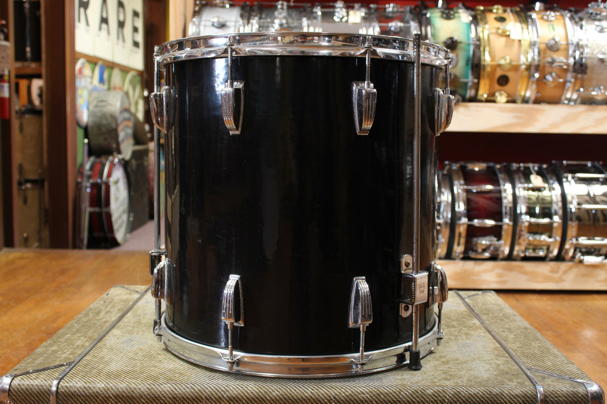 Late 1950s Ludwig 16x16 Transition Badge Floor Tom in Jet Black Pearl