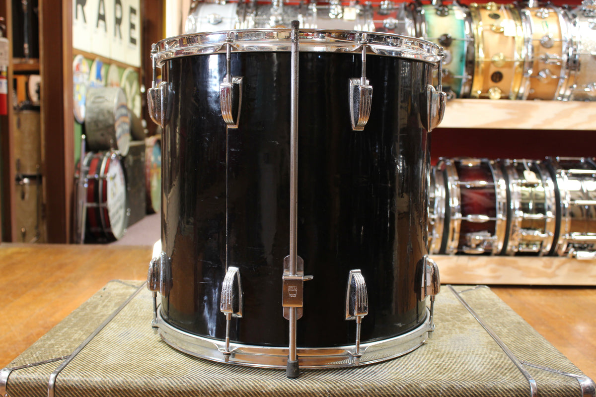 Late 1950s Ludwig 16x16 Transition Badge Floor Tom in Jet Black Pearl