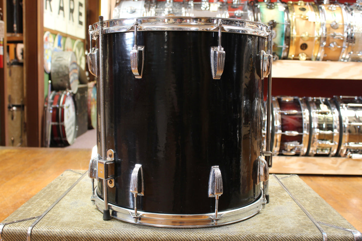 Late 1950s Ludwig 16x16 Transition Badge Floor Tom in Jet Black Pearl