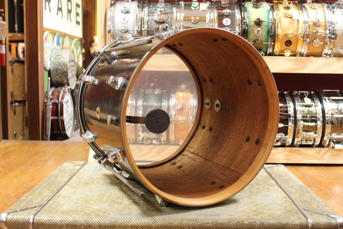 Late 1950s Ludwig 16x16 Transition Badge Floor Tom in Jet Black Pearl