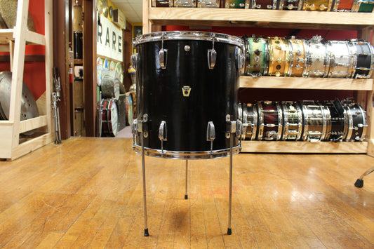 Late 1950s Ludwig 16x16 Transition Badge Floor Tom in Jet Black Pearl
