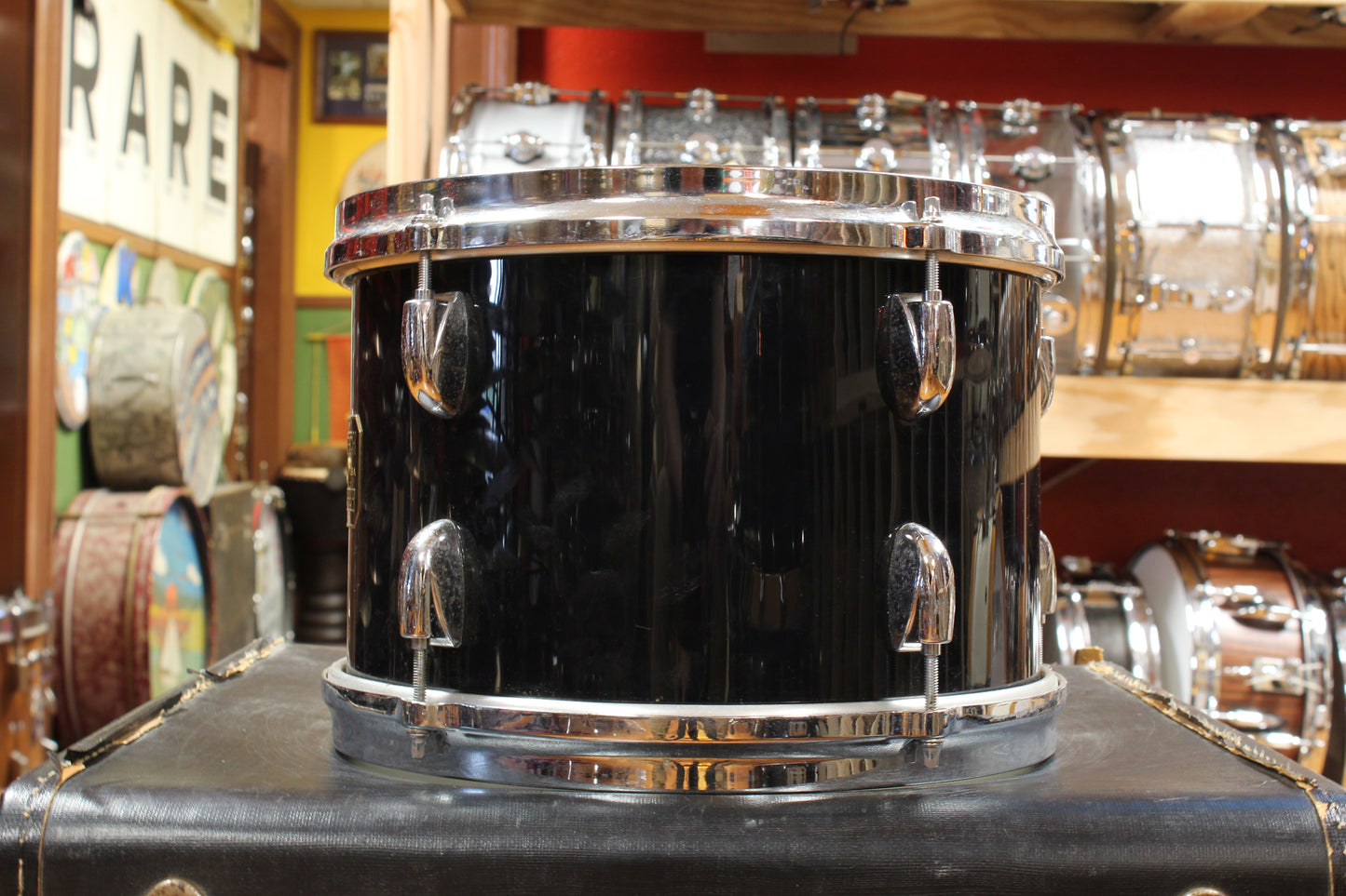 1990s Gretsch Square Badge Outfit in Black Nitron 16x22 8x12 9x13 16x16
