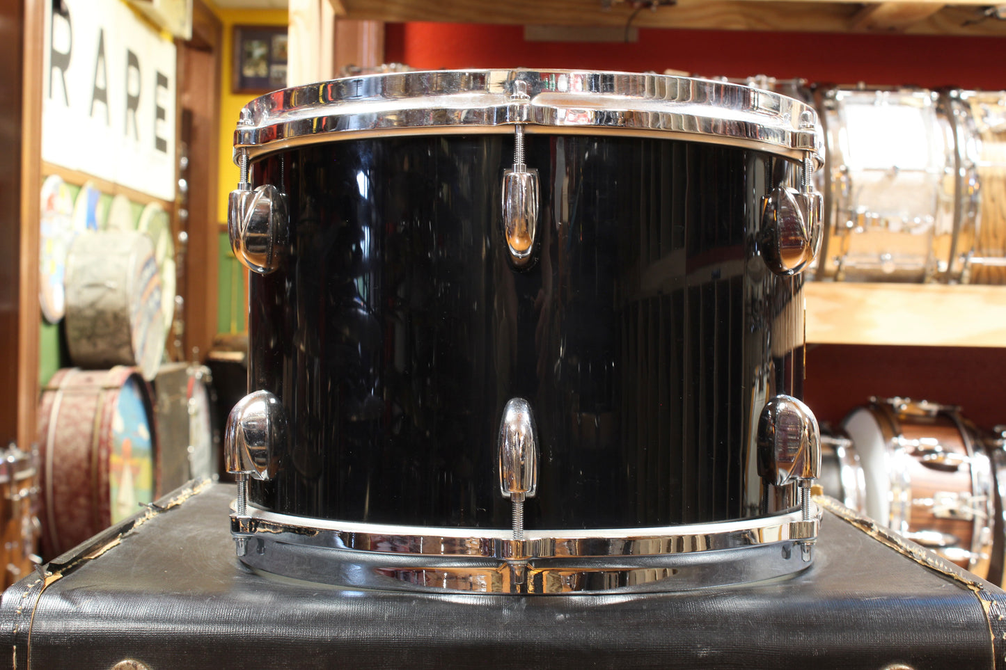 1990s Gretsch Square Badge Outfit in Black Nitron 16x22 8x12 9x13 16x16