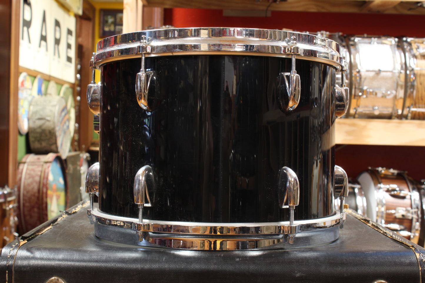 1990s Gretsch Square Badge Outfit in Black Nitron 16x22 8x12 9x13 16x16