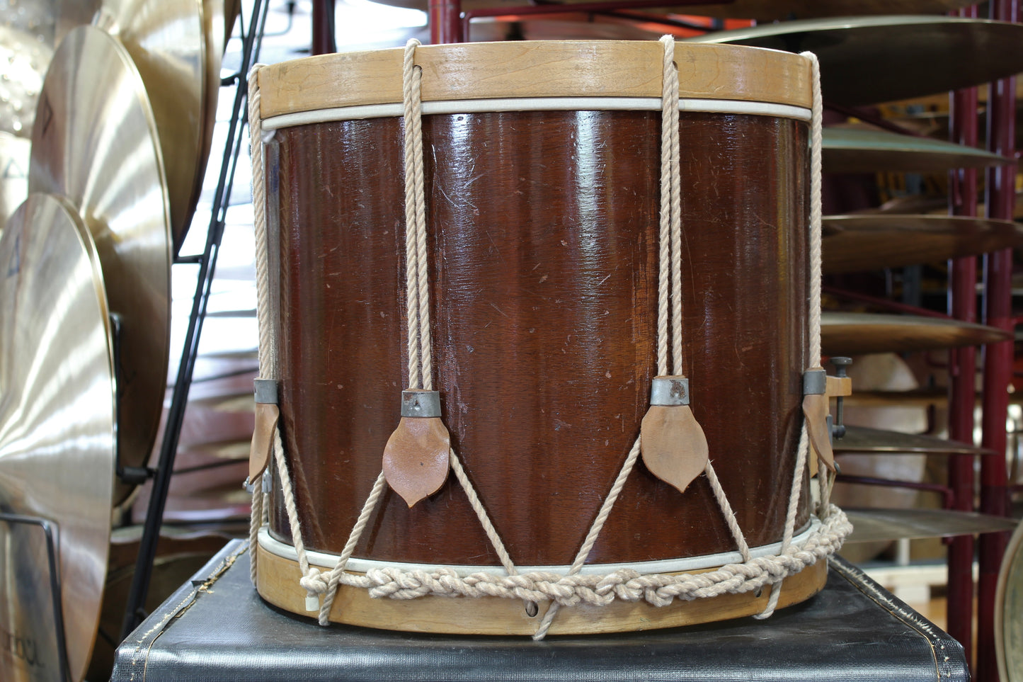 1940's WFL 12"x15" Rope Tension Marching Snare in Mahogany
