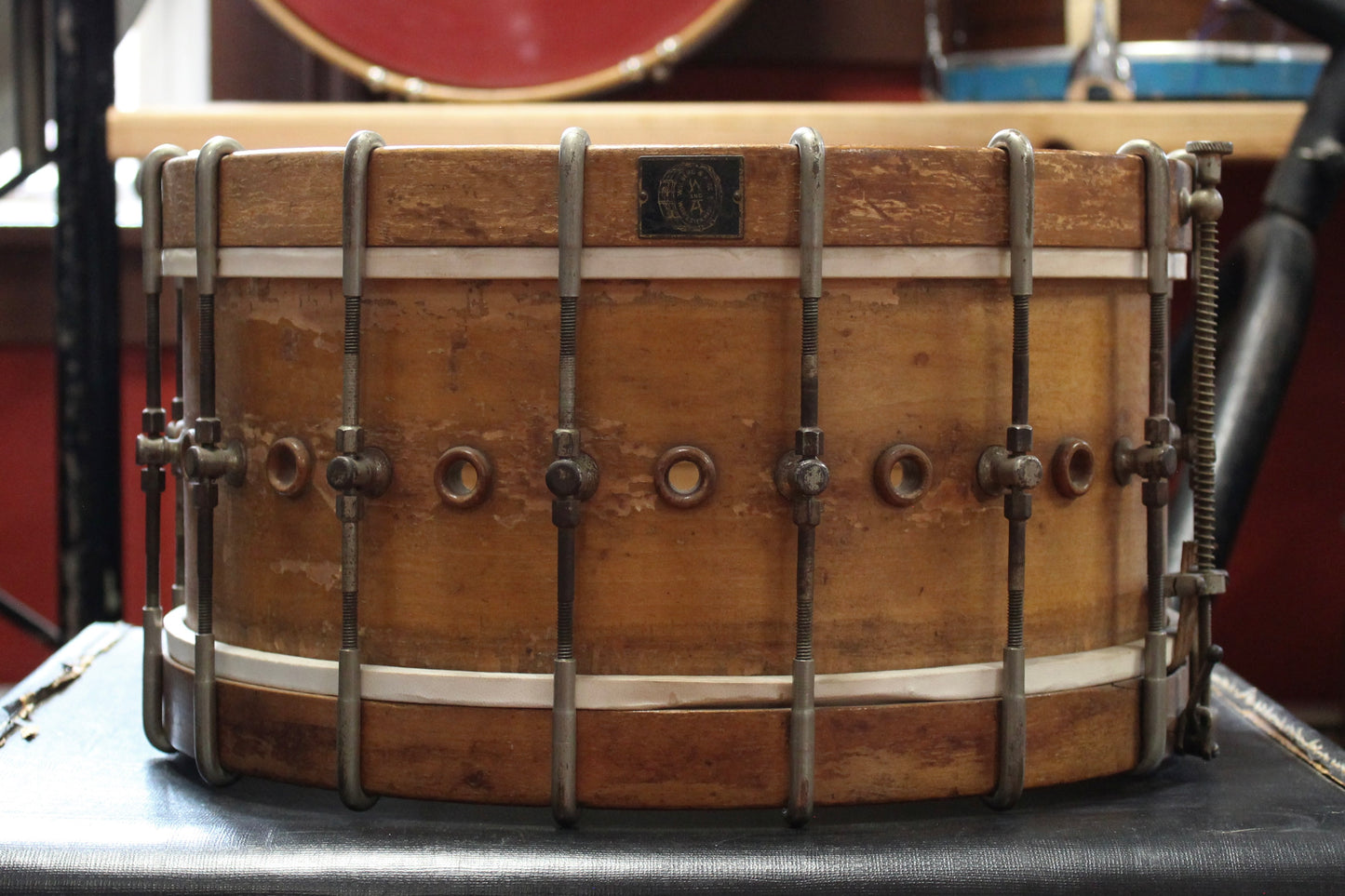 1920s Walberg and Auge 14x29.5 Bass Drum 7x14 Snare Drum Perfection Outfit in Natural Finish