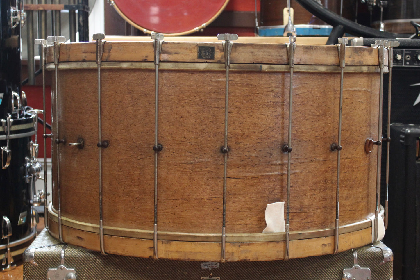 1920s Walberg and Auge 14x29.5 Bass Drum 7x14 Snare Drum Perfection Outfit in Natural Finish