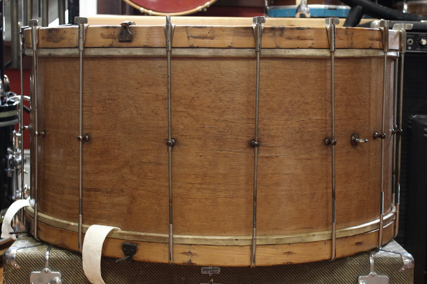 1920s Walberg and Auge 14x29.5 Bass Drum 7x14 Snare Drum Perfection Outfit in Natural Finish