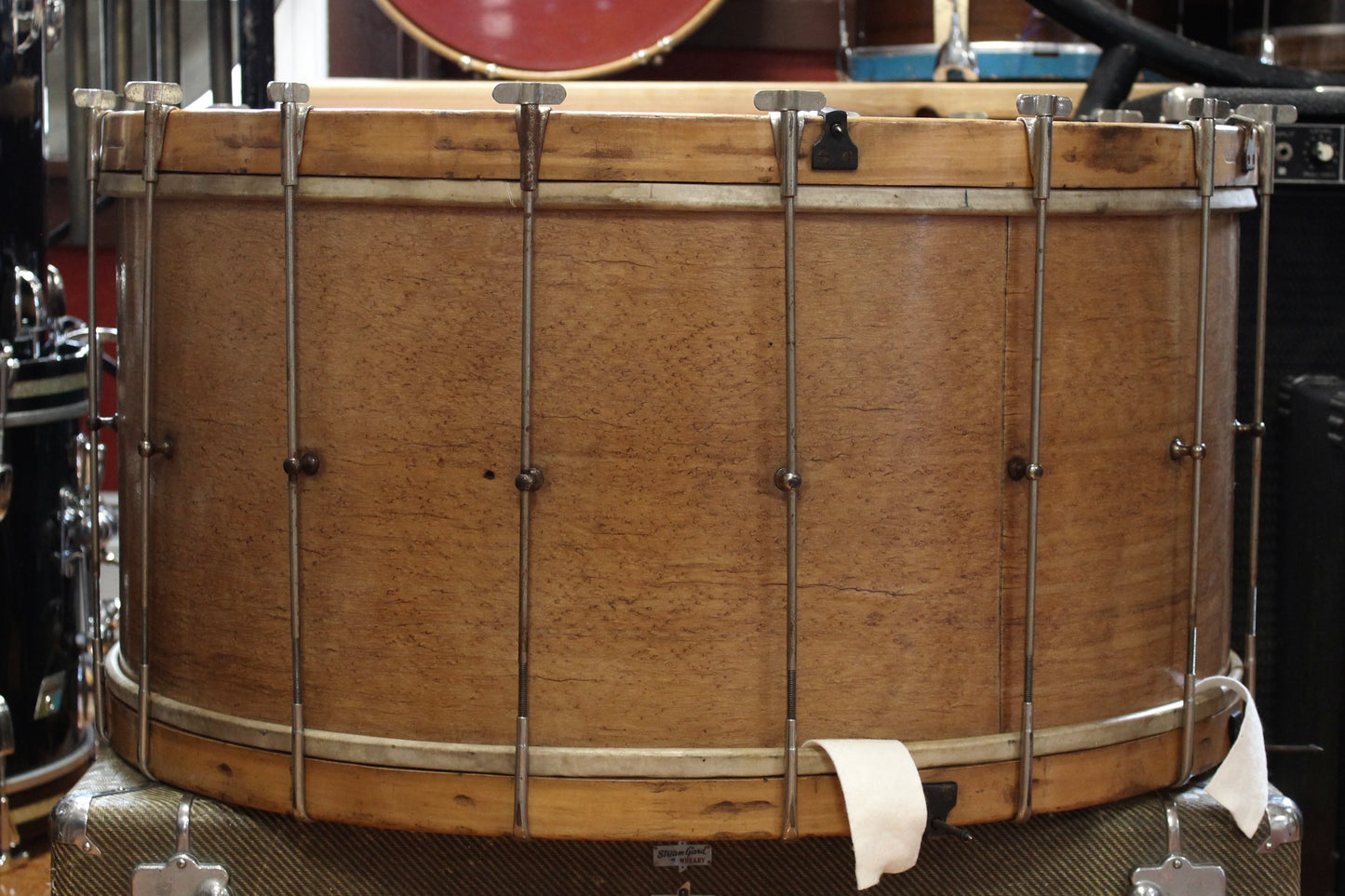 1920s Walberg and Auge 14x29.5 Bass Drum 7x14 Snare Drum Perfection Outfit in Natural Finish