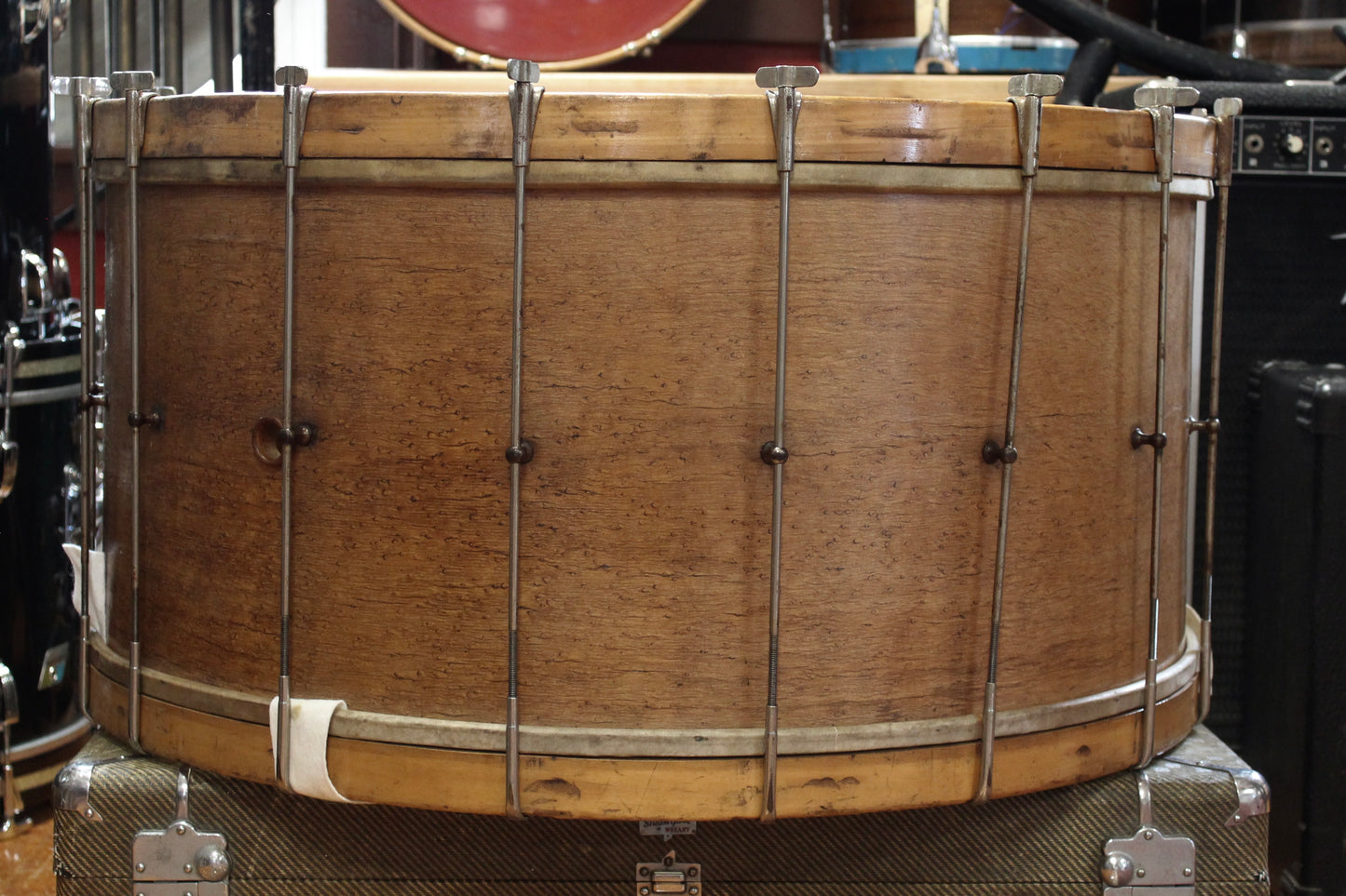 1920s Walberg and Auge 14x29.5 Bass Drum 7x14 Snare Drum Perfection Outfit in Natural Finish