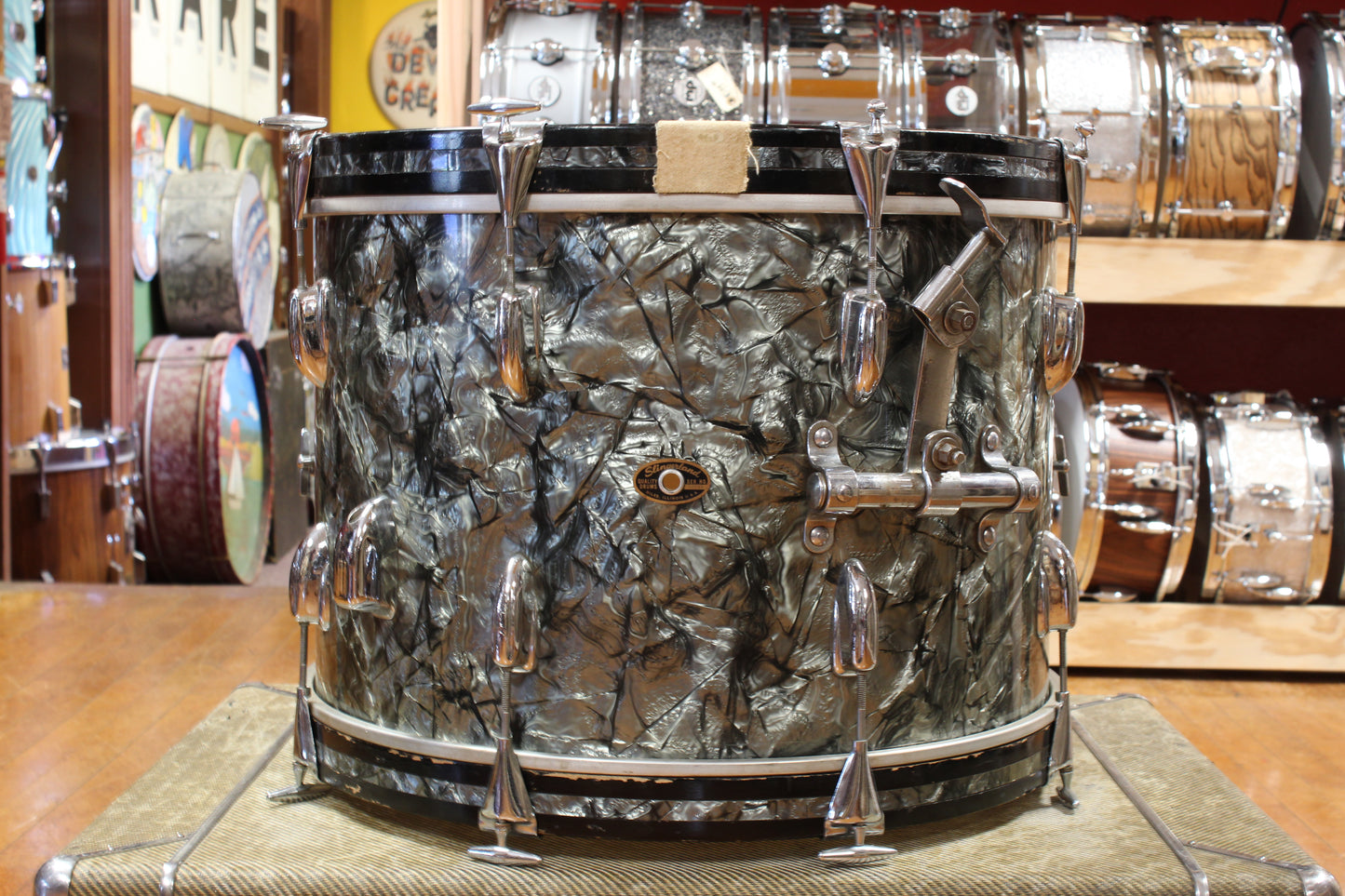 1960s Slingerland Gene Krupa Deluxe in Black Diamond Pearl 14x20 9x13 16x16