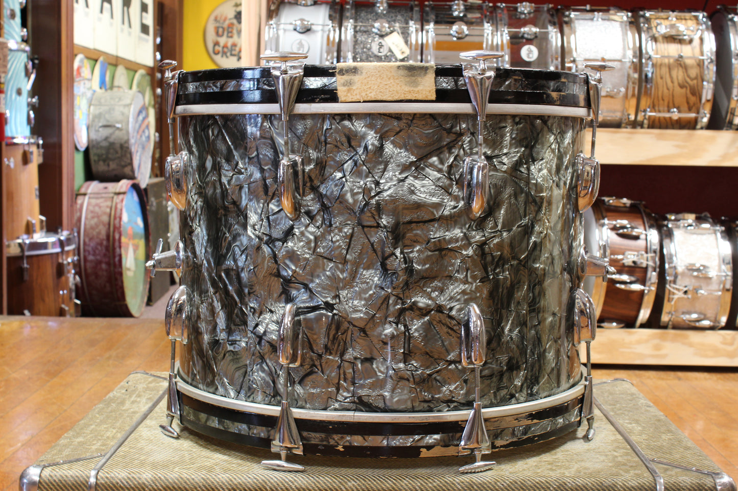 1960s Slingerland Gene Krupa Deluxe in Black Diamond Pearl 14x20 9x13 16x16