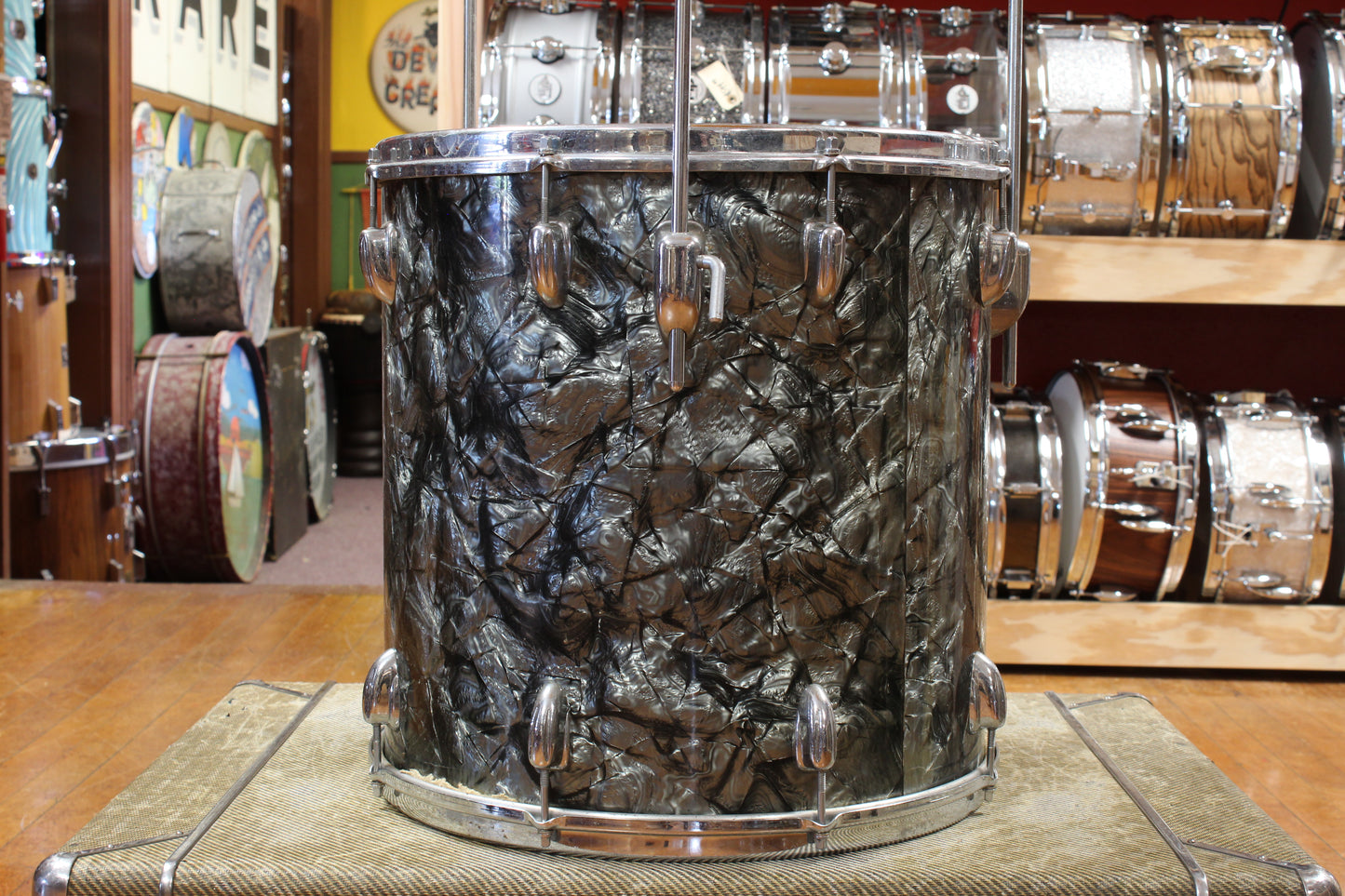 1960s Slingerland Gene Krupa Deluxe in Black Diamond Pearl 14x20 9x13 16x16