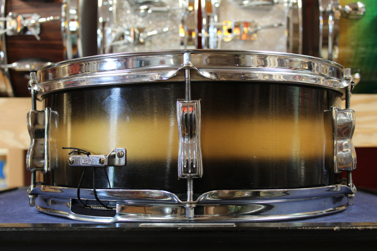 November 4th, 1960 Ludwig 5x14 Transition Badge Pioneer Snare Drum in Black and Gold Duco
