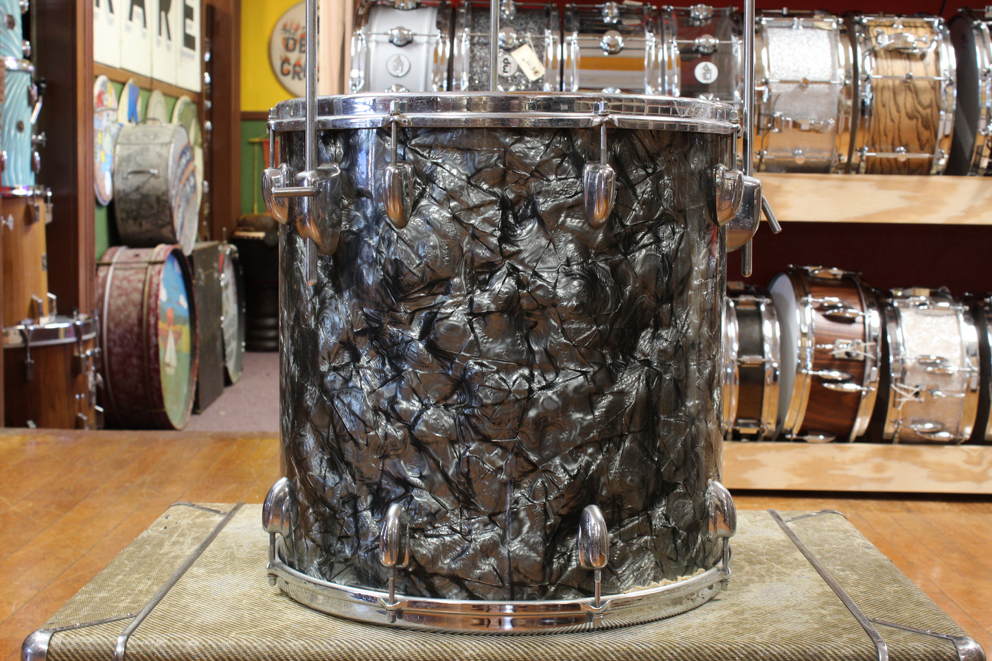 1960s Slingerland Gene Krupa Deluxe in Black Diamond Pearl 14x20 9x13 16x16