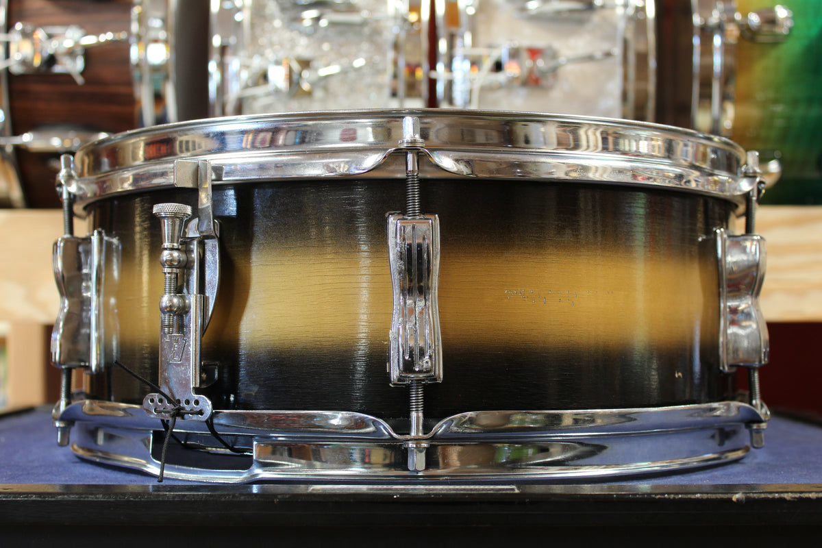 November 4th, 1960 Ludwig 5x14 Transition Badge Pioneer Snare Drum in Black and Gold Duco