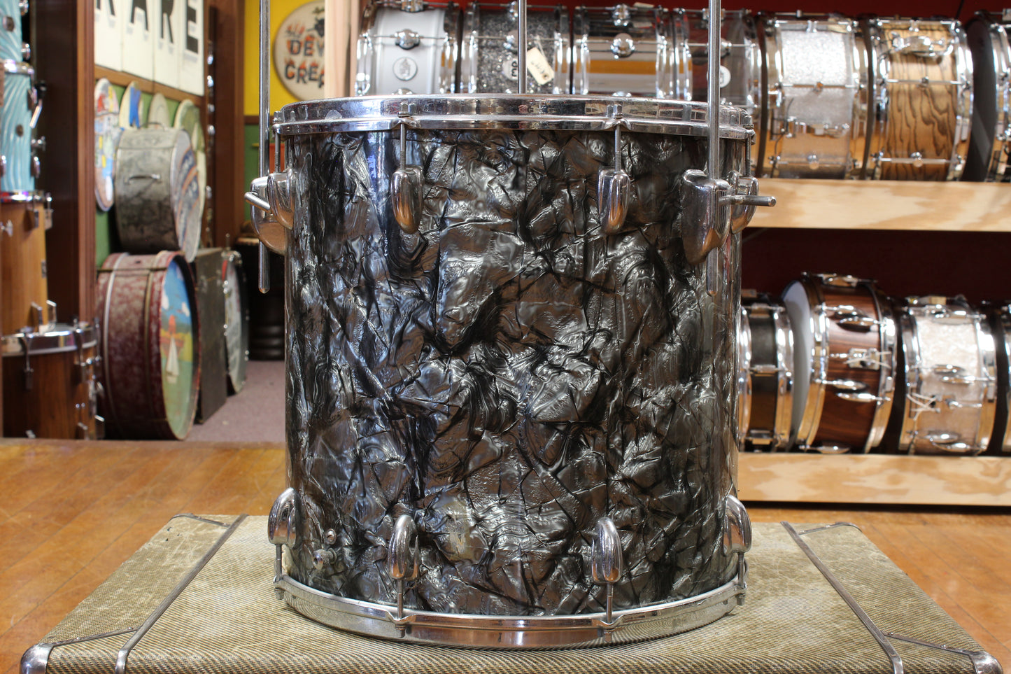 1960s Slingerland Gene Krupa Deluxe in Black Diamond Pearl 14x20 9x13 16x16