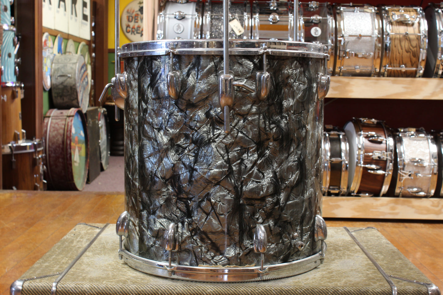 1960s Slingerland Gene Krupa Deluxe in Black Diamond Pearl 14x20 9x13 16x16