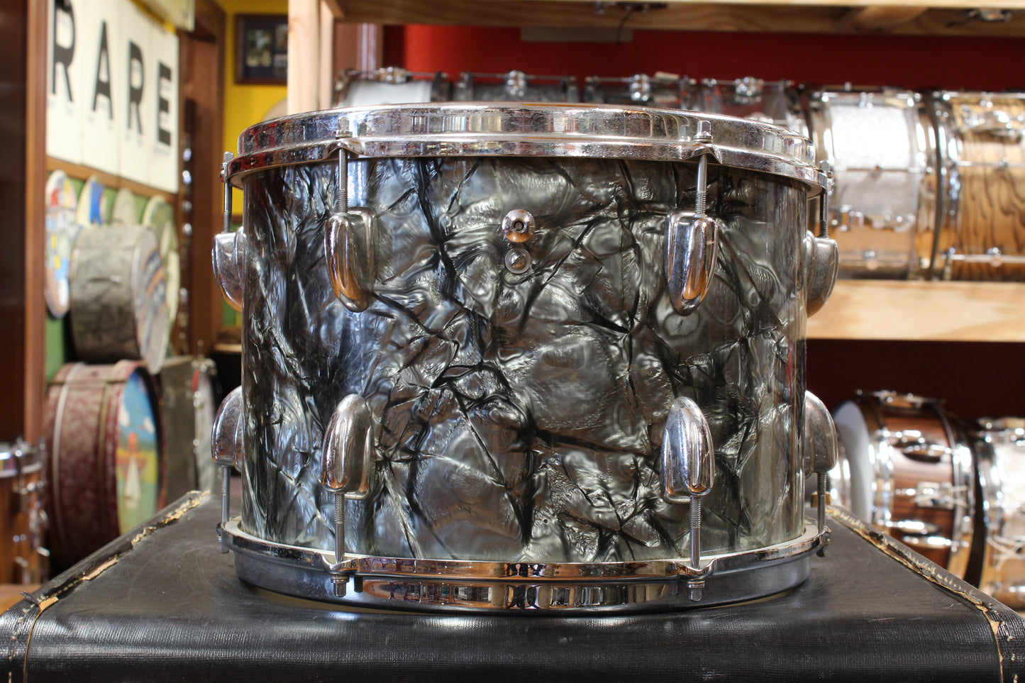 1960s Slingerland Gene Krupa Deluxe in Black Diamond Pearl 14x20 9x13 16x16