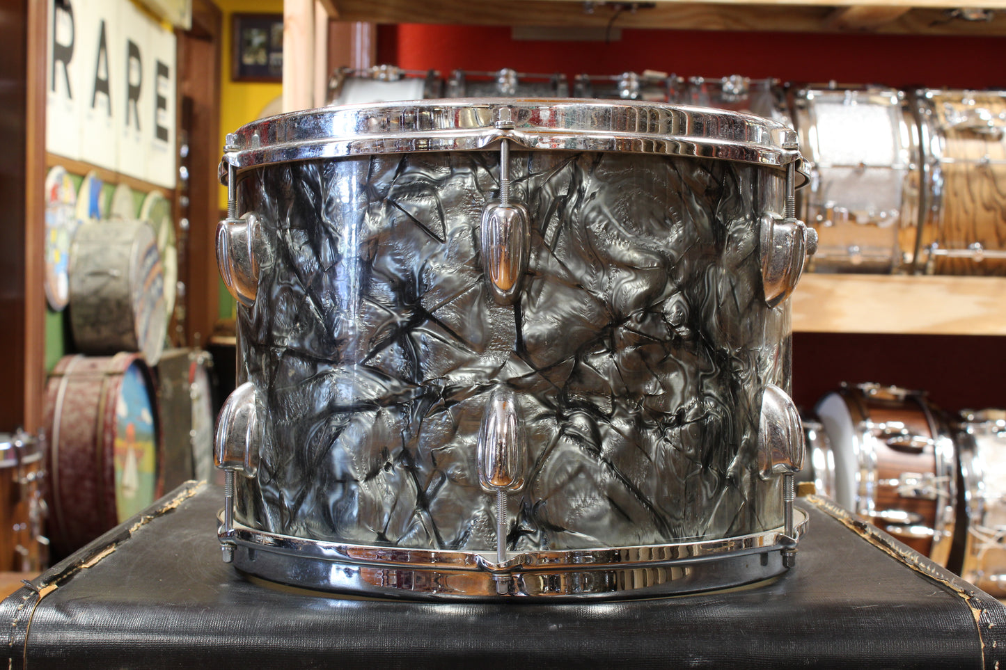 1960s Slingerland Gene Krupa Deluxe in Black Diamond Pearl 14x20 9x13 16x16