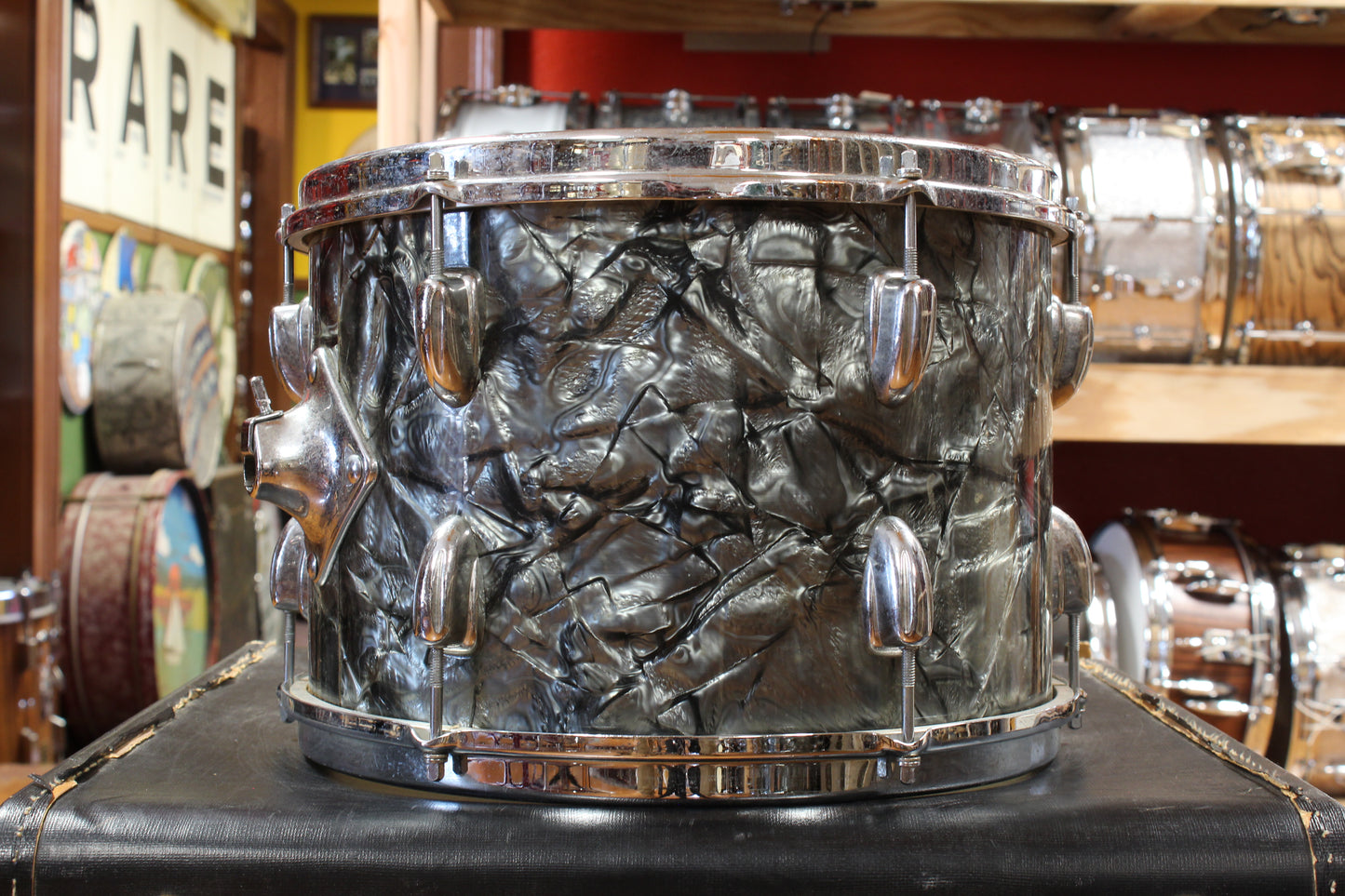 1960s Slingerland Gene Krupa Deluxe in Black Diamond Pearl 14x20 9x13 16x16