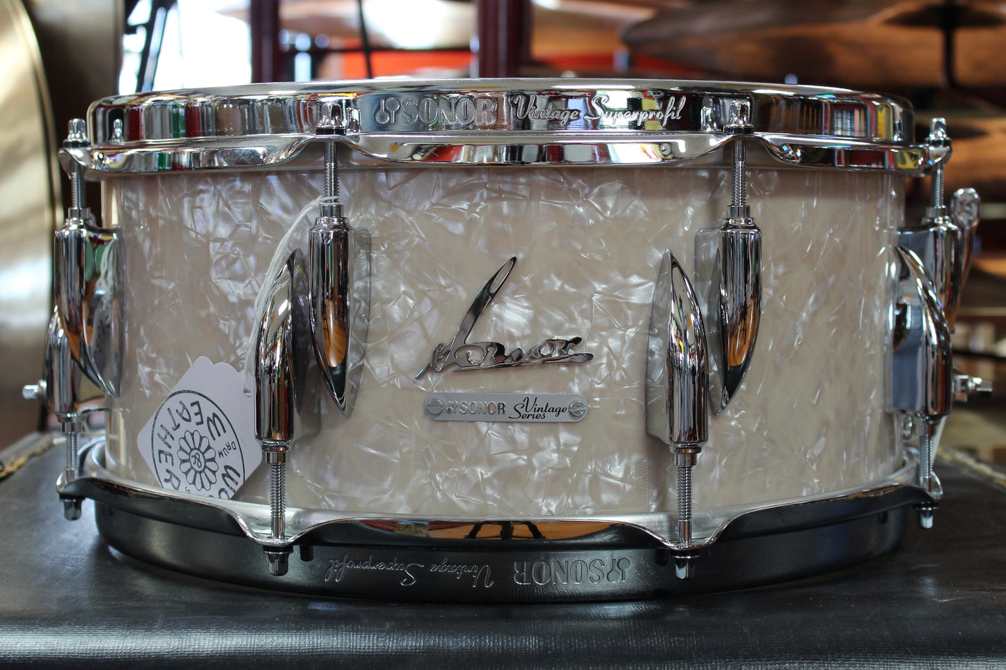 Sonor 6"x13" Vintage Series Beech Snare Drum in White Marine Pearl