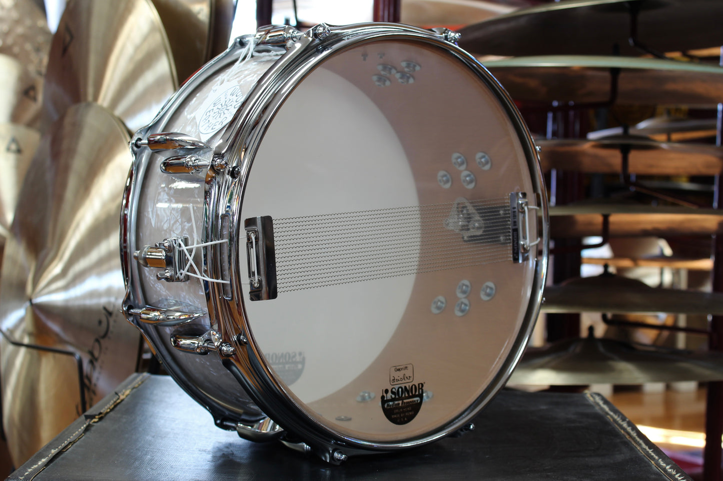 Sonor 6"x13" Vintage Series Beech Snare Drum in White Marine Pearl