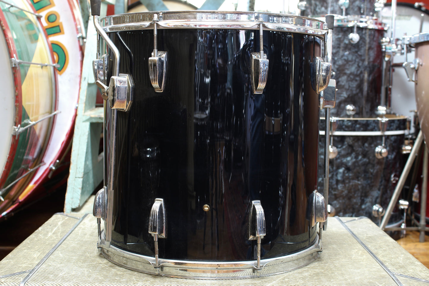 1960's Ludwig 16"x16" Floor Tom in Black (Rewrap)