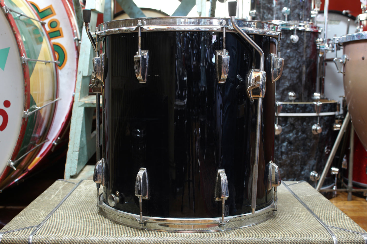 1960's Ludwig 16"x16" Floor Tom in Black (Rewrap)