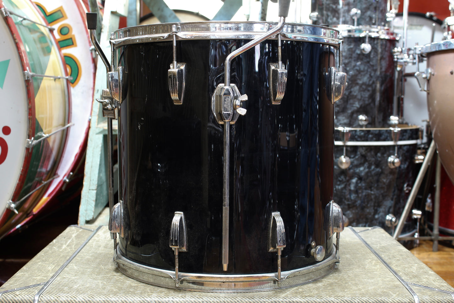 1960's Ludwig 16"x16" Floor Tom in Black (Rewrap)