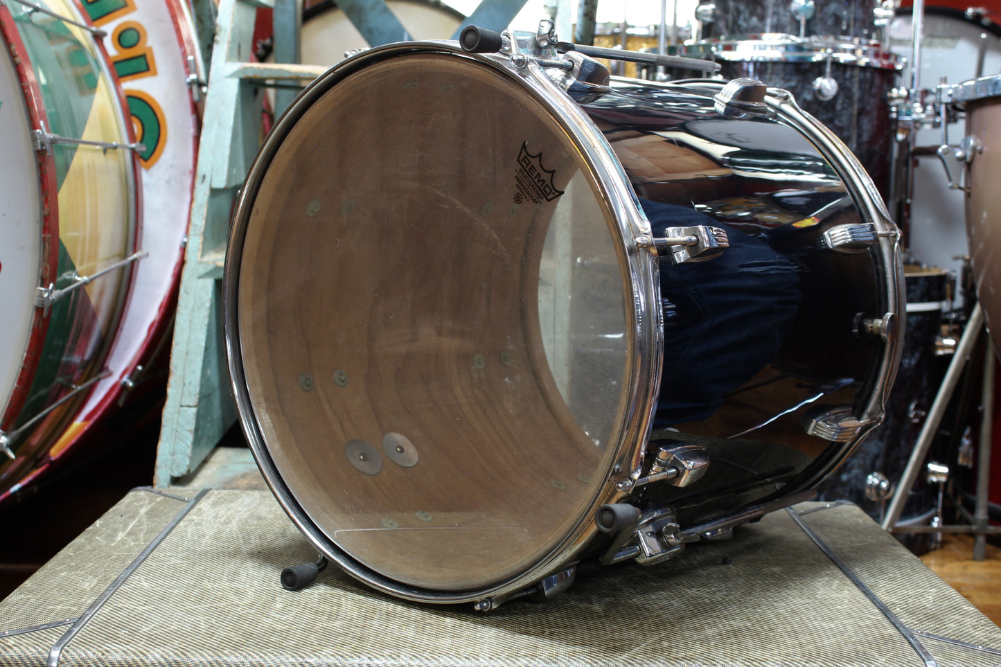 1960's Ludwig 16"x16" Floor Tom in Black (Rewrap)