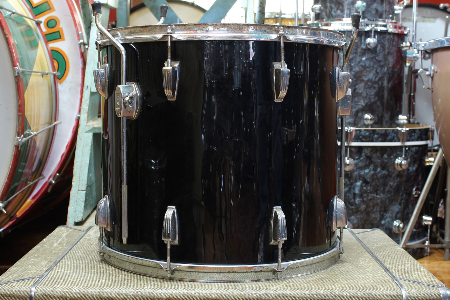 1960's Ludwig 16"x18" Floor Tom in Black (Rewrap)