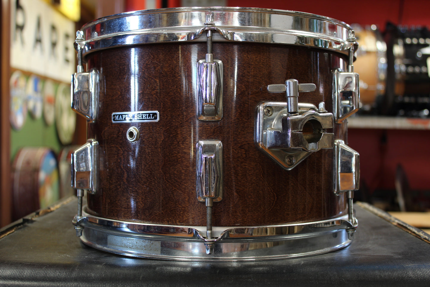 1980s Pearl 8x12 Maple Shell Tom in Walnut Lacquer