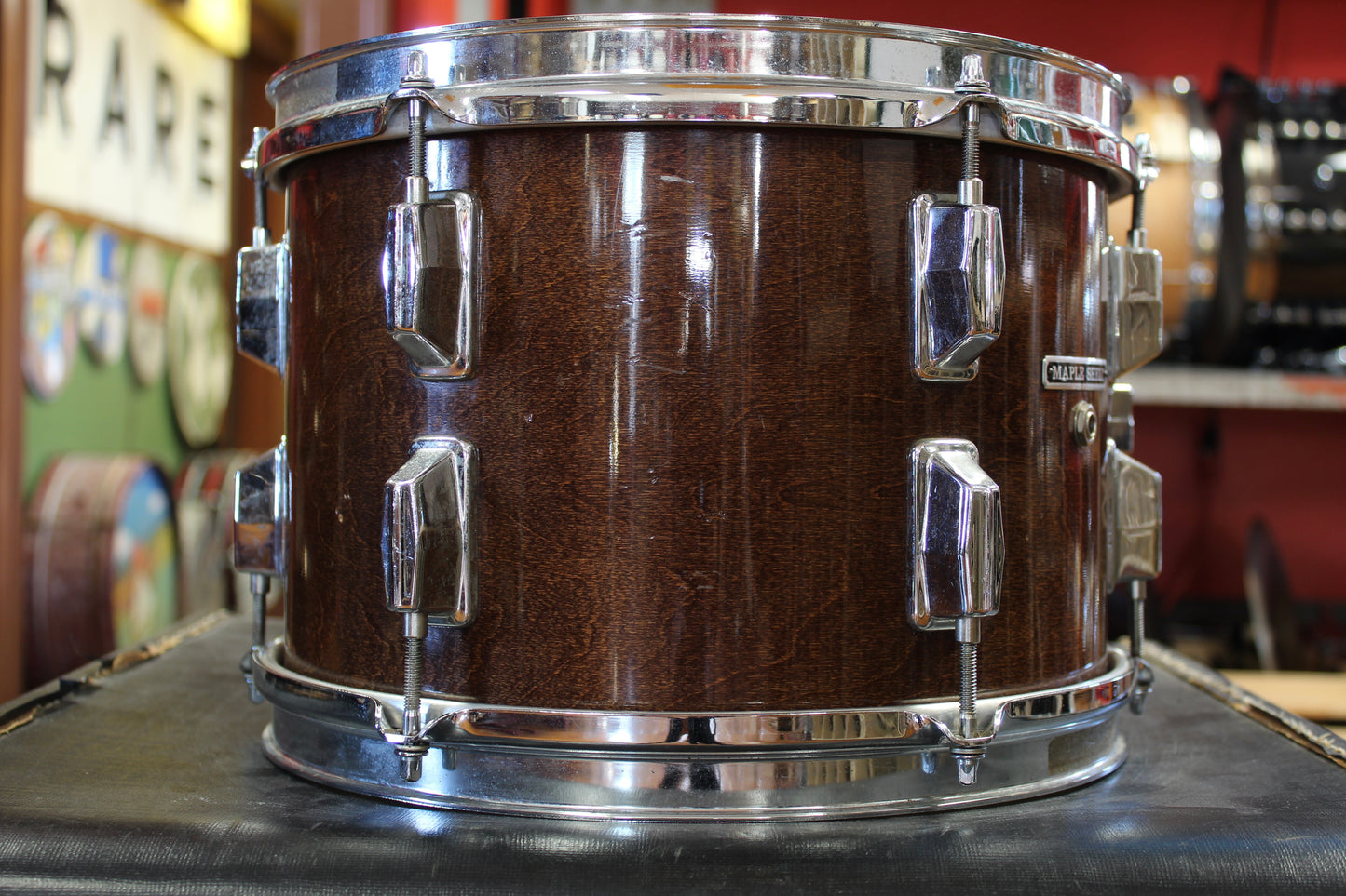 1980s Pearl 8x12 Maple Shell Tom in Walnut Lacquer