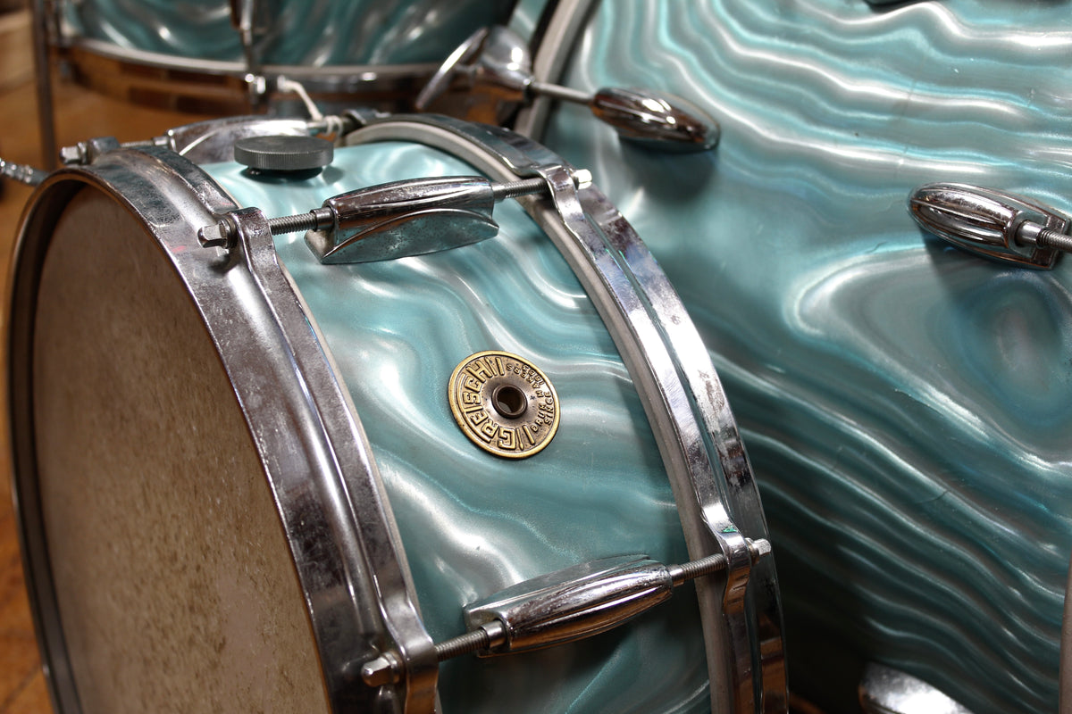 1960s Gretsch Progressive Jazz in Aqua Satin Flame 14x20 14x14 8x12 5.5x14